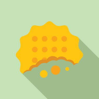 Lezzetli yuvarlak kraker parçalanmış kırıntılar düz tasarım simgesi oluşturur