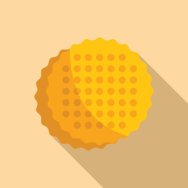 Bal peteği desenli yuvarlak lezzetli kurabiye bej arka planda uzun gölgeli pişirme