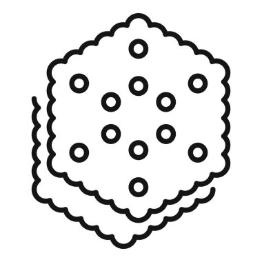 Üst üste delikli iki kare krakerin basit taslak simgesi, yiyeceklerle ilgili tasarımlar için mükemmel.