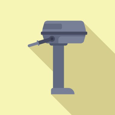 Tekne motoru dik duruyor, itiş gücü için bir tekneye bağlanmaya hazır.