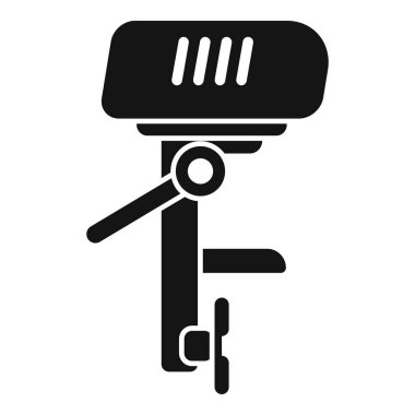 Tekne motorunun siyah silueti, tekneleri suda itmek için gerekli bir cihaz.