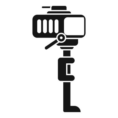 Güçlü bir tekne motorunun siyah siluet simgesi. Denizcilik ve deniz temalı tasarımlar için ideal.