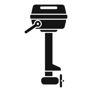 Tekne motorunun siyah silueti, küçük bir su aracına güç vermek için ideal.