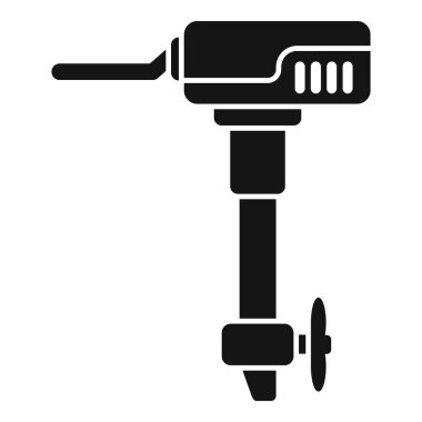 Beyaz arkaplanda izole edilmiş siyah basit bir teknenin motor simgesi