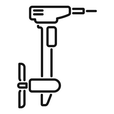 Tekne motorunun basit çizgi simgesi, denizcilik veya deniz temalı tasarımlar için ideal