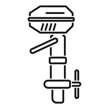 Siyah ve beyaz çizgili bir tekne motoru sanatı, deniz itici sistemlerini temsil ediyor.