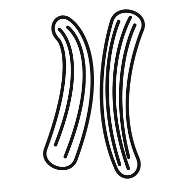 İki churro 'nun siyah beyaz çizgili sanat simgesi, popüler bir İspanyol tatlısı.