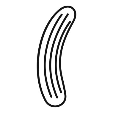 Beyaz arka planda izole edilmiş taze bir salatalığın basit siyah çizimi