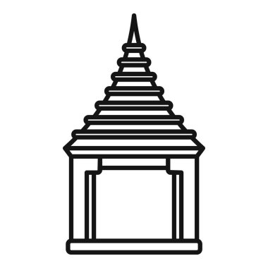 Din ve kültürü temsil eden bir Tayland tapınağı binasının çizgi çizimi