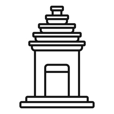 Geleneksel bale tapınağı kapısının basit siyah beyaz çizgisi sanatı