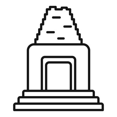 Maya tapınağının doğrusal çizimi, antik mezoamerikan medeniyetlerinin mimari tarzını gözler önüne seriyor.