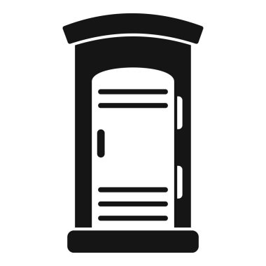 Halka açık bir tuvaletin siyah silueti dışarıda duruyor.