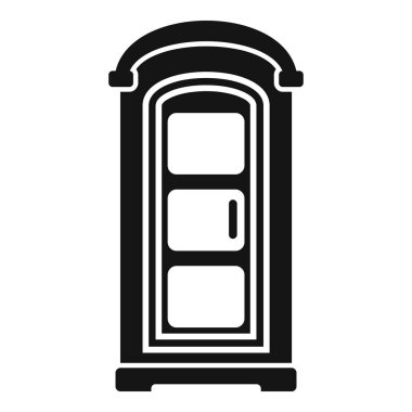 Beyaz arka planda izole edilmiş bir biyo tuvaletin siyah silüeti.