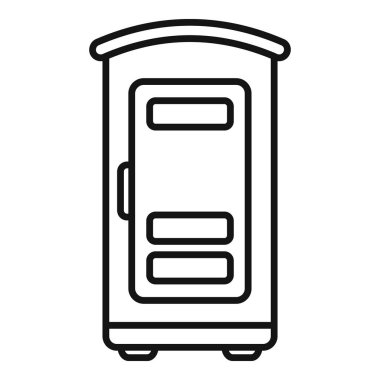 Biyolojik tuvaletin çizgi çizimi, dışarıdaki temizlik ve hijyeni sembolize ediyor.