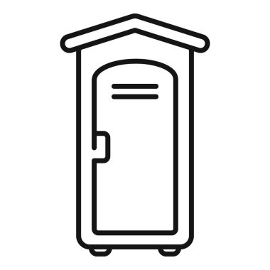 Simple black and white line drawing of a portable toilet, ideal for websites and mobile apps clipart