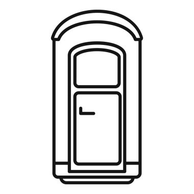 Geçici olaylar için mobil tuvaleti temsil eden basit biyo tuvalet simgesi