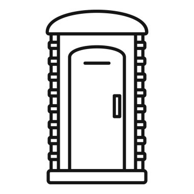 Genellikle açık hava etkinliklerinde ve inşaat sahalarında bulunan ve gerekli sağlık tesislerini sağlayan bir biyo-tuvalet çizimi.