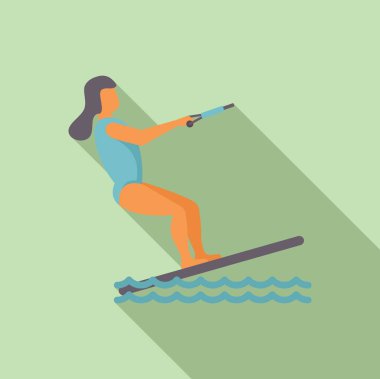 Genç bir kadın uçurtma sörfü yapıyor, kumsalda güneşli ve rüzgarlı bir günün tadını çıkarıyor.