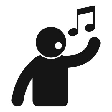 Şarkı söyleyen birinin basit bir simgesi, belki de müzik notaları olan bir karaoke.