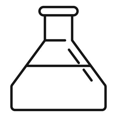 Sıvı çözelti içeren kimyasal şişenin çizgi simgesi
