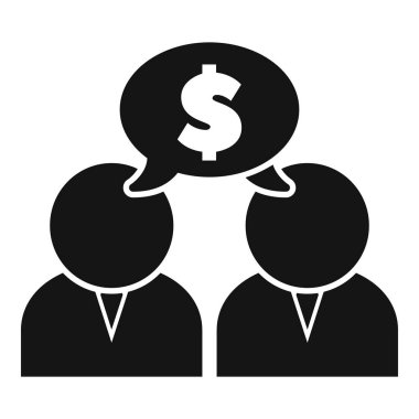 İki iş adamı bir dolar işareti gösteren bir düşünce balonuyla iş anlaşmasını tartışıyor.