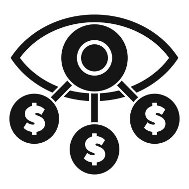 Siyah-beyaz bir göz ikonu para gelirinin büyümesini izliyor