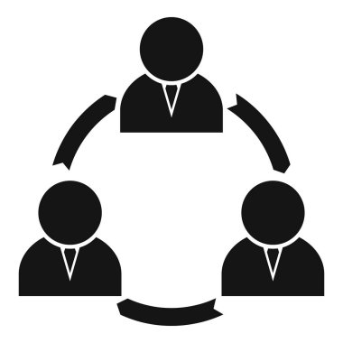 Bir proje üzerinde işbirliği yapan bir iş adamını temsil eden basit bir simge