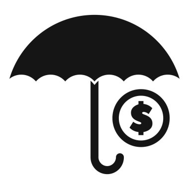 Açık şemsiyenin siyah beyaz simgesi bir doları koruyor, tasarruf kavramını temsil ediyor.