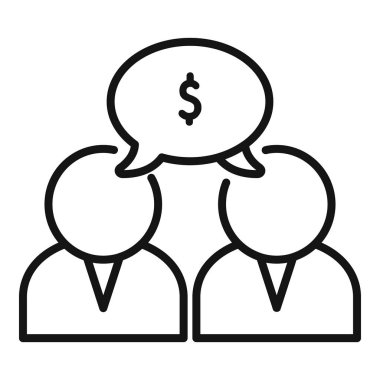 İki iş adamı para, iş tartışma ikonu, para konuşması hakkında konuşuyor