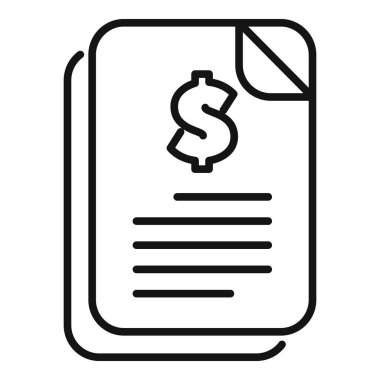 Dolar işareti olan bir belgenin satır resim simgesi, bir mali bildirimi veya faturayı temsil eder