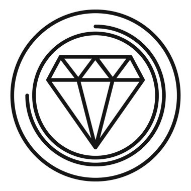 Bir elmas simgesinin basit çizgisi, lüks, mücevher ve değerli taşları temsil ediyor.