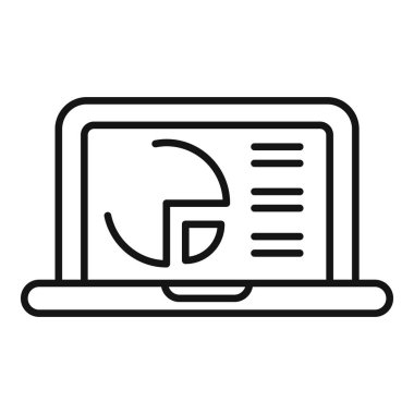 Ekranda bir iş grafiği ve veri gösteren bir dizüstü bilgisayarın satır simgesi