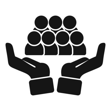 Müşteri hizmetleri kavramını temsil eden bir grup insanı dikkatlice avuçlarını aç