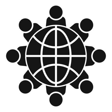 Bu siyah-beyaz simgesi küresel iş, uluslararası ortaklık ve dünya çapında işbirliğini temsil ediyor.