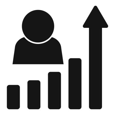 Büyüyen çubuk çizelgesi ve okuyla pozitif istatistik sunan yönetici