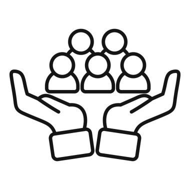 İnsan kaynakları yönetimi kavramını temsil eden beş kişiyi tutan iki el çizimi