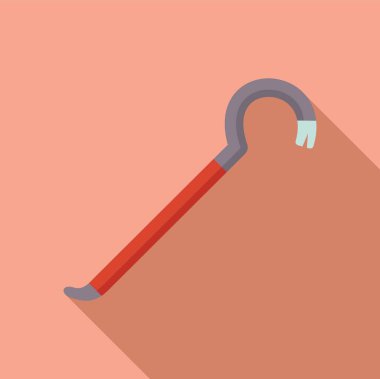 Pembe arka planda duran kırmızı saplı levye, tamir ve inşaat işleri için inşaat aracı