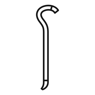 Simple line drawing of a crowbar, a tool often used in construction and demolition for prying objects apart clipart