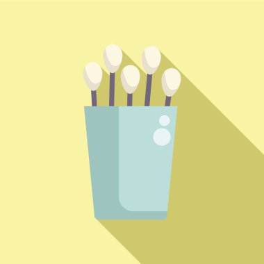 Beş pamuk tomurcuğu mavi bir kapta duruyor, kişisel hijyen kavramı.