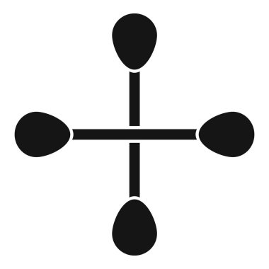 Dört pamuk tomurcuğundan oluşan siyah beyaz bir simge bir haç oluşturuyor.