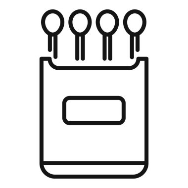 Üst kısmında kibrit kutusu olan basit bir siyah-beyaz vektör çizimi