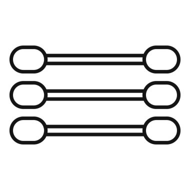 Kulak temizleme için üç pamuklu çubuk çizimi yatay olarak yatar