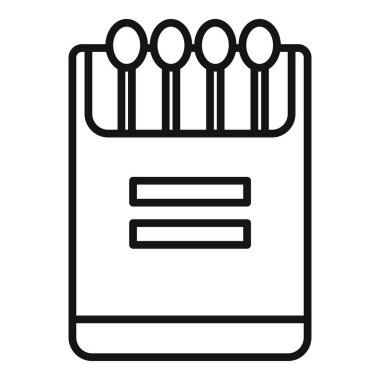 Ateş simgesini başlatmak için kibrit kutusu, beyaz arkaplanda izole edilmiş taslak biçimi