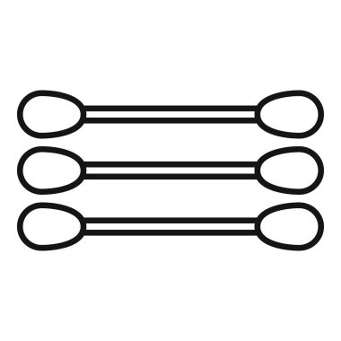 Beyaz arkaplanda yatay duran üç pamuk çubuğunun basit çizimi