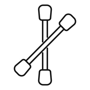 Birbiriyle kesişen iki pamuk tomurcuğunun minimalist sanat simgesi, hijyen ve sağlık hizmetleri ile ilgili tasarımlar için ideal.