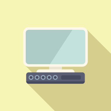 Bilgisayar monitörü boş ekranı gösterir. Sistem ünitesinde düğmeleri ve iş yeri kavramını gösterir.