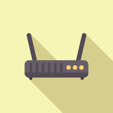 Kablosuz yönlendirici sarı arka planda uzun gölgeli internet bağlantısı sağlıyor