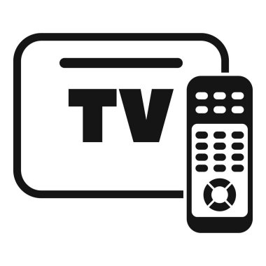 Uzaktan kumandalı bir televizyon setinin basit siyah beyaz simgesi