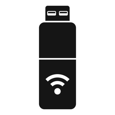 Kablosuz ağ erişimi sağlayan bir usb wifi adaptörünü temsil eden siyah kabartma simgesi