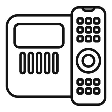 Tuş takımı, ekran ve cep telefonu olan bir dahili iletişim sisteminin satır çizimi